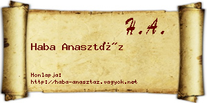 Haba Anasztáz névjegykártya